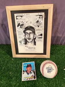 lot 140 image: Billy Martin Artwork, Card & 2002 Home Run Derby Baseball