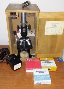 lot 64 image: Microscope in Case and More.