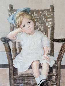 Adorable Framed Pastel Drawing