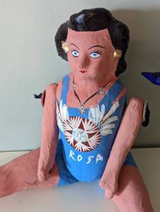 Colorful Paper Mache Doll and Wood Horse