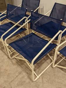 Set of Four Vintage Brown Jordan Folding Chairs with Side Tables