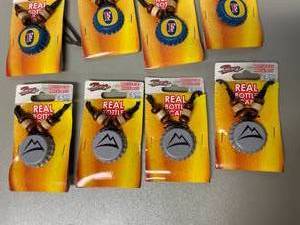 lot 80 image: 12 Pack Beer Bottle Cap Leather Necklaces.