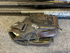 lot 100 image: Lot of Youth Baseball Bats and Glove