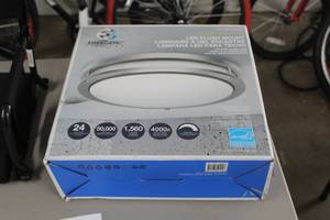 lot 79 image: Energetic Frosted Glass Lens LED Flush Mount (New in Box)