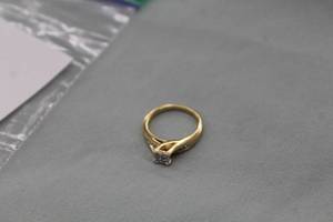lot 178 image: 0.43ct 9 Natural Princess Cut Diamond 14K Yellow Gold Ring Size 7