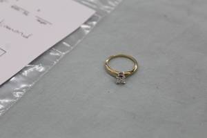 lot 182 image: 0.39ct Natural Princess Cut Diamond 14K Yellow Gold Ring Size 6-14