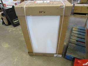 lot 705 image: Hampton Satin White Raised Panel Stock Assembled Wall Kitchen Cabinet (24 in. x 36 in. x 12 in.)(OPEN BOX)