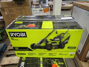 lot 711 image: RYOBI 13 in. 11 Amp Corded Electric Walk Behind Push Mower(USED, OPEN BOX)