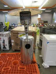 lot 815 image: HAMPTON BAY 48000 BTU Stainless Steel Patio Heater (MISSING WHEELS & HARDWARE, USED)