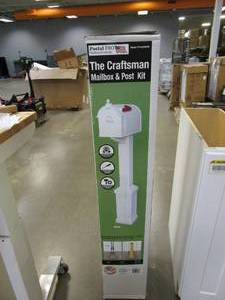 lot 818 image: POSTAL PRO Craftsman Mailbox and Post Kit, White (OPEN BOX)
