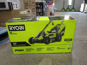 lot 829 image: RYOBI 13 in. 11 Amp Corded Electric Walk Behind Push Mower (OPEN BOX) RYAC130-S