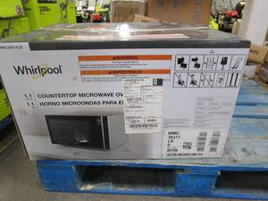 lot 833 image: WHIRLPOOL 1.1 cu. ft. Countertop Microwave in Silver WMC30311LD (OPEN BOX)
