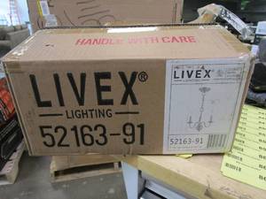 lot 852 image: LIVEX LIGHTING Windsor 3 Light 14 inch Brushed Nickel Mini Chandelier Ceiling Light (OPEN BOX)
