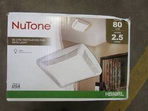 lot 863 image: BROAN NUTONE 80 CFM Ceiling Bathroom Exhaust Fan with Light (OPEN BOX)