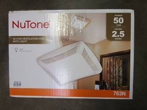 lot 864 image: BROAN NUTONE 50 CFM Ceiling Bathroom Exhaust Fan with Light (OPEN BOX)