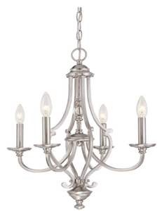 lot 853 image: MINKA LAVERY Savannah Row 4-Light Brushed Nickel Chandelier (OPEN BOX)