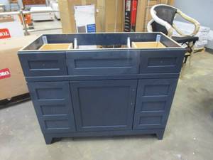 lot 890 image: Rosedale 42 in. W x 19 in. D Bathroom Vanity in Blue (BOARDS SEPARATING IN DRAWER, OTHERWISE NICE CONDITION, VANITY ONLY)