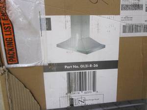 lot 919 image: ZLINE 36 Remote Blower Island Mount Range Hood in Stainless Steel (GL2i-RD-36) (OPEN BOX)