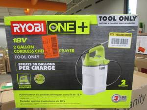 lot 926 image: RYOBI ONE 18V Cordless Battery 2 Gal. Chemical Sprayer (Tool Only) P2803BTL (BRAND NEW IN BOX)