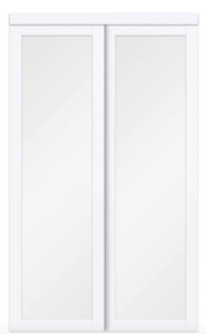 lot 954 image: TRUPORTE 60 in. x 80 in. White Twilight Frosted Glass MDF Wood Sliding Closet Door EU3220PWFGE060080