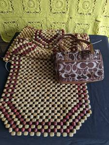 lot 2 image: (2) Beaded Seat Covers, & Brown COA...