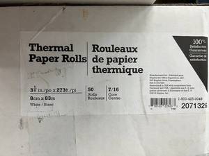 1 CASE THERMAL PAPER ROLLS