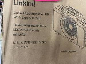 LINKIND RECHARGEABLE LED WORK LIGHT WITH FAN