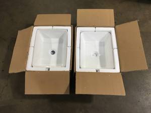 Lot of 2 16 in. x 12 in. Bathroom Vessel Sink Modern Rectangular Porcelain Ceramic Bowl Art Basin in White  Customer Returns See Terms on Auction