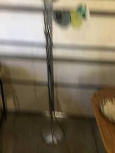 lot 9 image: Vintage gray dome light 70s Capiz lamp and 5 lamp light