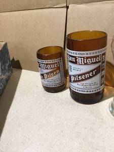 lot 12 image: 15 bar glasses clear and brown