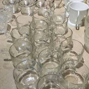 lot 30 image: 35 amount of various punch bowl glasses and 6 vintage plastic cup