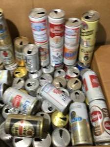 lot 45 image: Large box of vintage collectable cans pop  beer