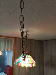 lot 147 image: 2 Capiz hanging lamp.