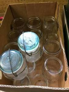lot 160 image: 2 boxes of vintage canning jars