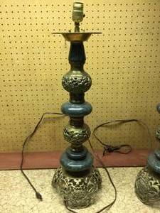 lot 193 image: 2 jade lamps with brass