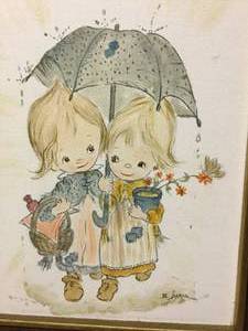 lot 204 image: Oil painting 2 little kids  Artist D Juarez