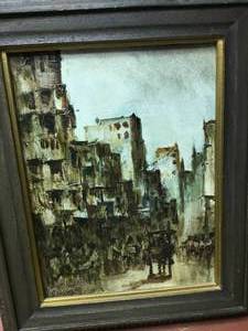 lot 208 image: Oil painting on canvas city street
