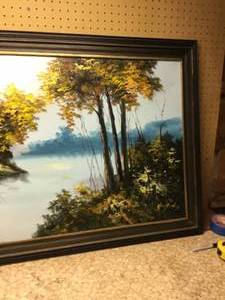 lot 212 image: Oil painting on canvas island looking scene