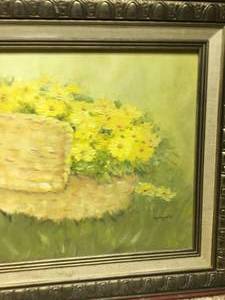 lot 218 image: Oil painting on canvas Basket of flowers