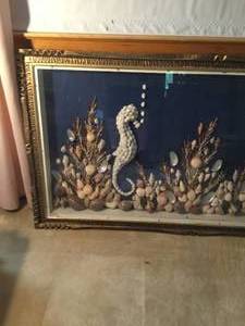 lot 260 image: Large sea shell picture of sea horses