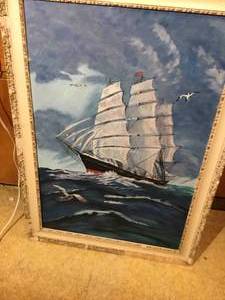 lot 275 image: large oil paint of sailing ship