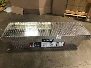Husky 71.36 in. Diamond Plate Aluminum Full Size Crossbed Truck Tool Box No Keys Customer Returns See Terms on Auction