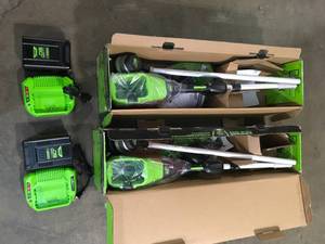 Lot of 2 Greenworks PRO 16 in. 60V Battery Cordless String Trimmer with 2.5 Ah Battery and Charger Customer Returns See Terms on Auction