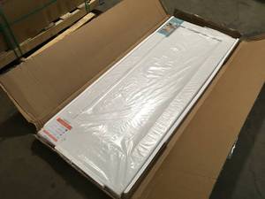 32 in. x 80 in. 6-Panel Primed Premium Steel Front Door Slab As per picture Customer Returns See Terms on Auction