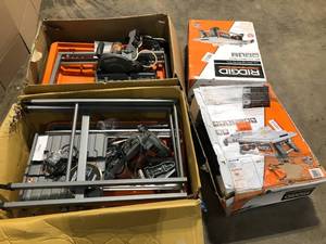 Lot of Assorted Ridgid Tile Saw Cutters and Tables Various Models and Conditions Customer Returns See Terms on Auction
