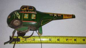 Vintage Metal Airplane Toy U.S. Army Helicopter Toy.