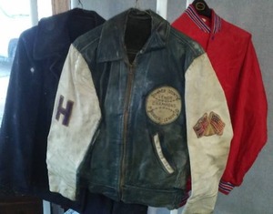 3 Vintage Jackets Navy Peacoat, Leather, and Nylon Insulated.