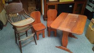Vintage Table  Chairs, High Chair(100 yrs old)