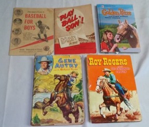 (5) Collectible Books. Baseball By Prudential and Ford, Gene Autry, Roy Rogers and Golden Prize.