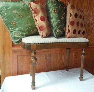 Bench With Pillows. 26 x 14 X 18 in. H